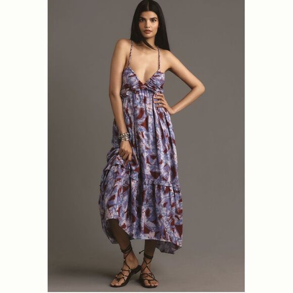 By Anthropologie Sleeveless V-Neck A-Line Midi Dress - Picture 1 of 4
